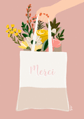 Merci floral avec un bouquet coloré